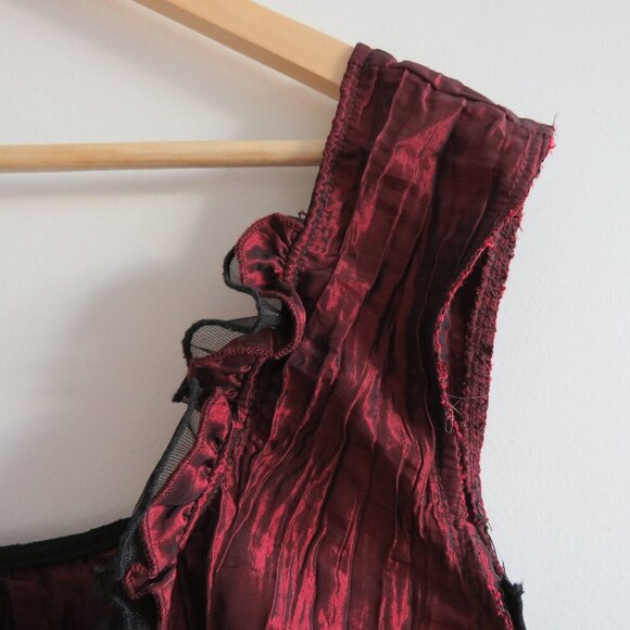 TRIPP NYC Vintage Y2K Steampunk Goth Pirate Lace Corset Top Black Metallic Red - Picture 5 of 16